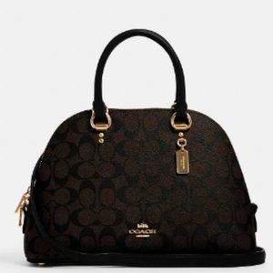 Coach Katy Satchel in Signature Canvas - Color: Gold/Brown Black  - New